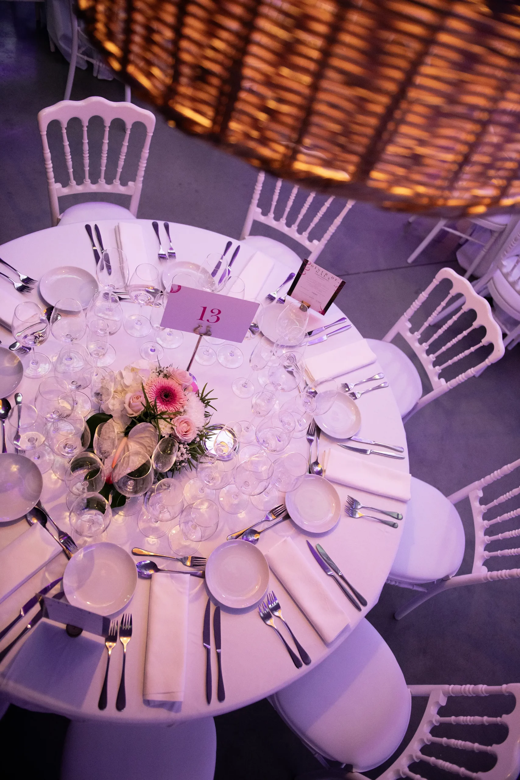 Table de banquet pour un gala lors de l'Open de Tennis.