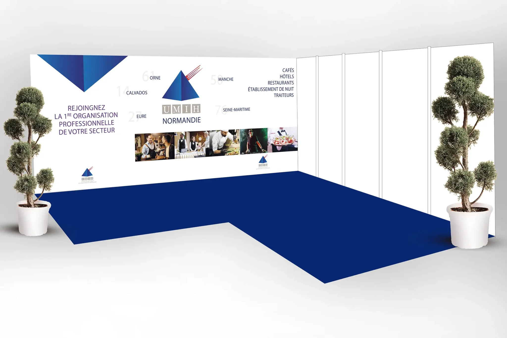 Plan 3D pour le salon professionnel de l'UMIH aménagé par le Groupe Silam en Normandie.