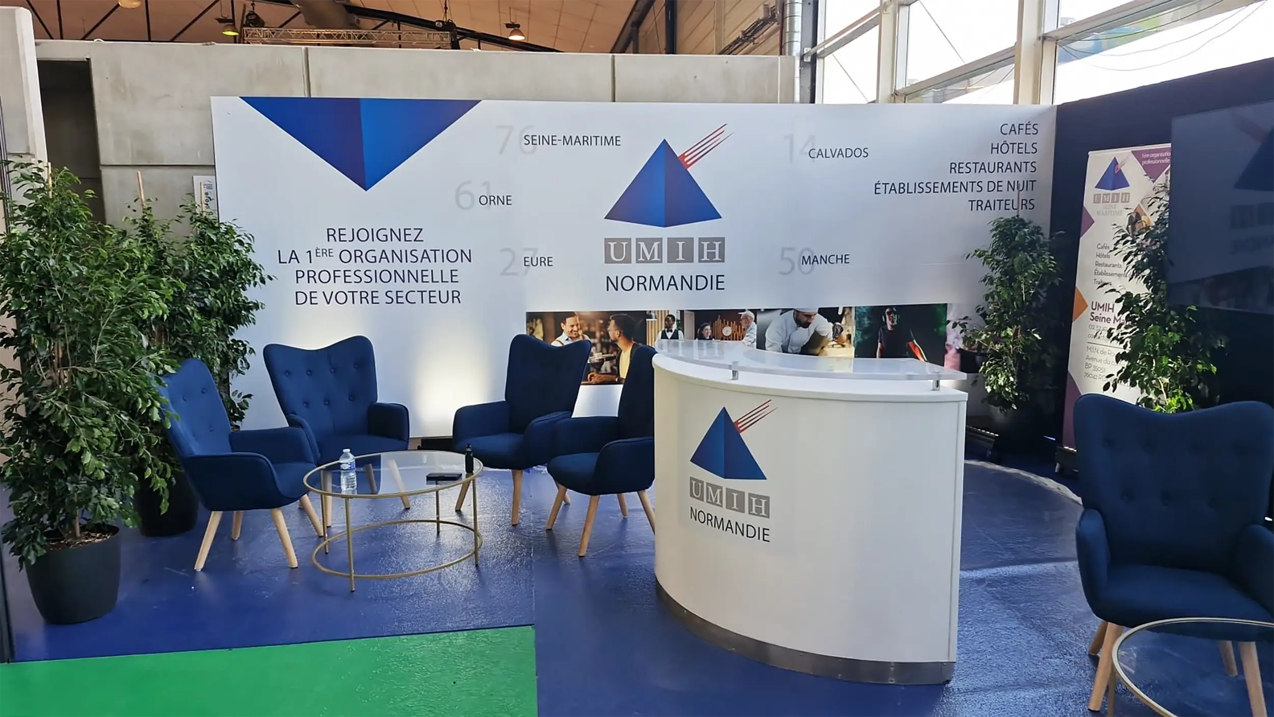 Stand pour le salon professionnel de l'UMIH aménagé par le Groupe Silam en Normandie.