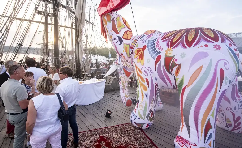 Décoration éléphant lors de l'événement Cap Horn organisé par le Groupe Silam pour un tour du monde en quatre heures.