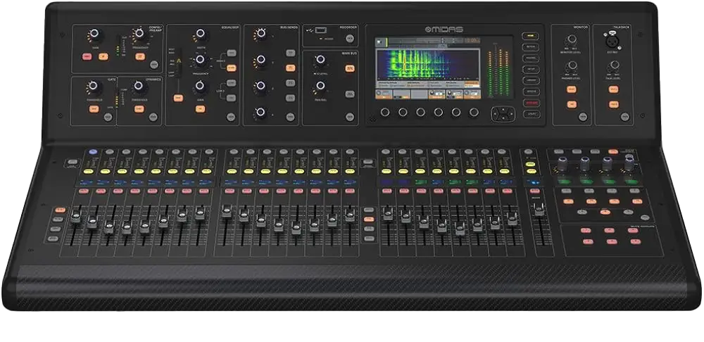 Console Midas M32 live dans le parc matériel du Groupe Silam.